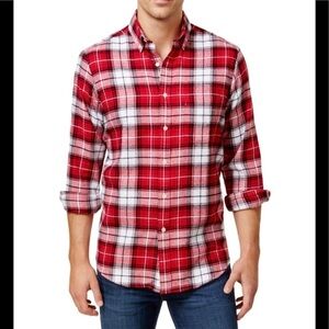 Club Room Men's 100% Cotton Flannel Button Down /Red / Black - LG